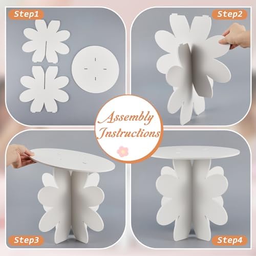 12" Daisy Cake Stand White, 3D Floral PVC Groovy Party Holder in Daisy White, alternate view 3