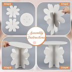 12" Daisy Cake Stand White, 3D Floral PVC Groovy Party Holder in Daisy White, alternate view 3