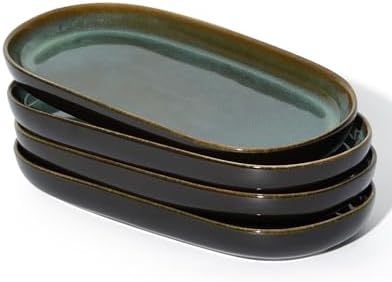 12" Deep Serving Platters, Stoneware Party Tray Set for Entertaining, Microwave Safe Large Platter for
