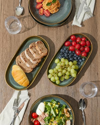 12" Deep Serving Platters, Stoneware Party Tray Set for Entertaining, Microwave Safe Large Platter for, alternate view 2