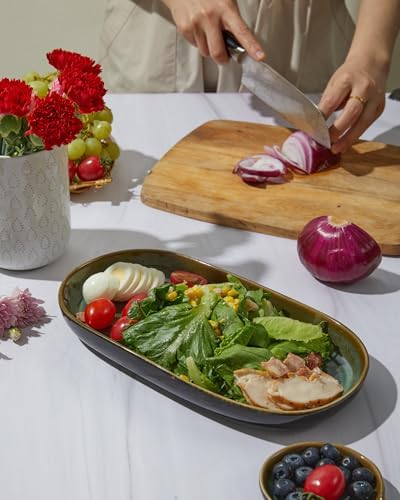 12" Deep Serving Platters, Stoneware Party Tray Set for Entertaining, Microwave Safe Large Platter for, alternate view 5