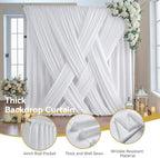 12 ft x 50 ft White Backdrop Curtain Panels, 4 Panels Thick Fabric Photography Backdrop Drapes for Wedding Party, alternate