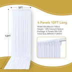 12 ft x 50 ft White Backdrop Curtain Panels, 4 Panels Thick Fabric Photography Backdrop Drapes for Wedding Party, alternate