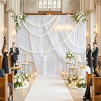 12 ft x 50 ft White Backdrop Curtain Panels, 4 Panels Thick Fabric Photography Backdrop Drapes for Wedding Party, alternate