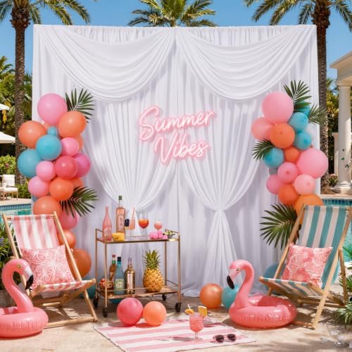 12 ft x 50 ft White Backdrop Curtain Panels, 4 Panels Thick Fabric Photography Backdrop Drapes for Wedding Party, alternate