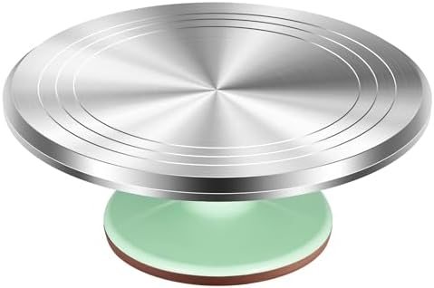 12" Green Aluminum Alloy Cake Turntable, Cake Stand for Decorating in Green