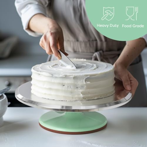 12" Green Aluminum Alloy Cake Turntable, Cake Stand for Decorating in Green, alternate view 5