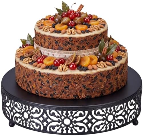 12'' Halloween Cake Stand Round Metal Black Cupcake Display Holder in Black