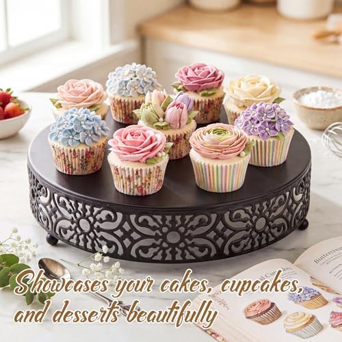 12'' Halloween Cake Stand Round Metal Black Cupcake Display Holder in Black, alternate view 2