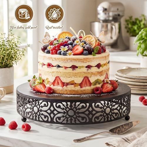 12'' Halloween Cake Stand Round Metal Black Cupcake Display Holder in Black, alternate view 4