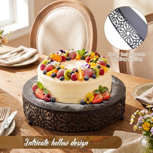 12'' Halloween Cake Stand Round Metal Black Cupcake Display Holder in Black, alternate view 5