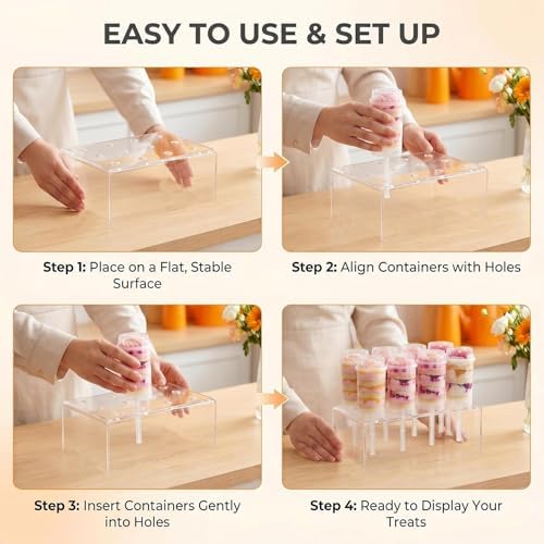 12 Hole Clear Acrylic Push Pop Cake Stand, Reusable Cake Pop Ice Cream Cone Holder Display Rack, Push Tube, alternate view 5