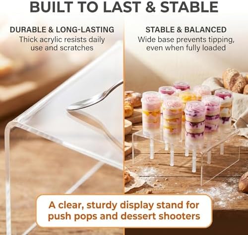 12 Hole Clear Acrylic Push Pop Cake Stand, Reusable Cake Pop Ice Cream Cone Holder Display Rack, Push Tube, alternate view 6