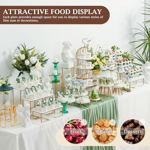 12 Inch 3 Tier Serving Tray Stand, White Acrylic Trays with Gold-Painted Iron Rack, Removable Tiered Dessert, alternate view