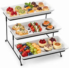 12-Inch 3-Tier White Melamine Serving Tray Stand for Parties and Buffets in White