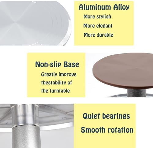 12 Inch Aluminium Alloy Revolving Cake Stand, Rotating Cake Turntable for Cake, Cupcake Decorating Supplies, alternate view 3