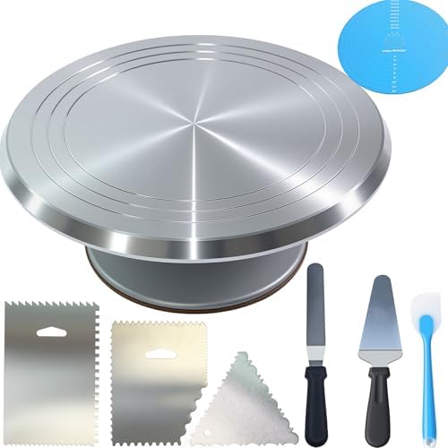 12 Inch Aluminium Alloy Revolving Cake Stand, Rotating Cake Turntable for Cake, Cupcake Decorating Supplies in