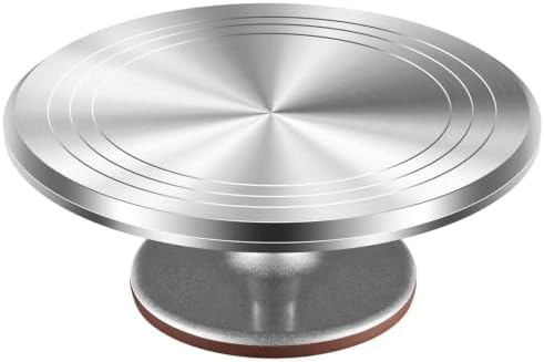 12-Inch Aluminum Alloy Cake Turntable for Frosting, Ultra-Smooth Rotating Icing Stand with Non-Slip Base