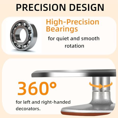 12-Inch Aluminum Alloy Cake Turntable for Frosting, Ultra-Smooth Rotating Icing Stand with Non-Slip Base, alternate view 4