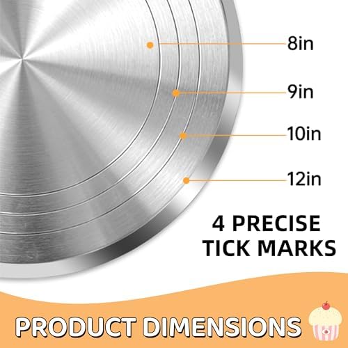 12-Inch Aluminum Alloy Cake Turntable for Frosting, Ultra-Smooth Rotating Icing Stand with Non-Slip Base, alternate view 5