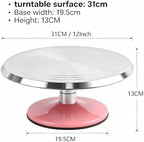 12-Inch Aluminum Alloy Cake Turntable, Rotating Cake Decorating Stand in Pink, alternate view 3