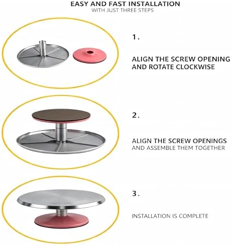12-Inch Aluminum Alloy Cake Turntable, Rotating Cake Decorating Stand in Pink, alternate view 4