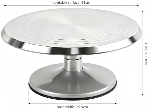 12-Inch Aluminum Alloy Cake Turntable, Rotating Cake Decorating Stand with Non-Slip Detachable Base & Concentric, alternate
