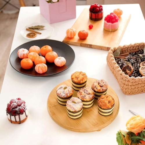 12 Inch Bamboo Cake Stand, 3.3''H Round Pedestal Tray, Decorative Display Risers with Legs, Dessert Plate Holder, alternate
