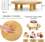 12 Inch Bamboo Cake Stand, 3.3''H Round Pedestal Tray, Decorative Display Risers with Legs, Dessert Plate Holder, alternate