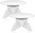 12 Inch Butterfly Cake Stand, White Butterfly PVC Cake Holder for Birthday Wedding Party, Round Cake Stand for