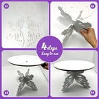 12 Inch Butterfly Cake Stand, White Butterfly PVC Cake Holder for Birthday Wedding Party, Round Cake Stand for, alternate