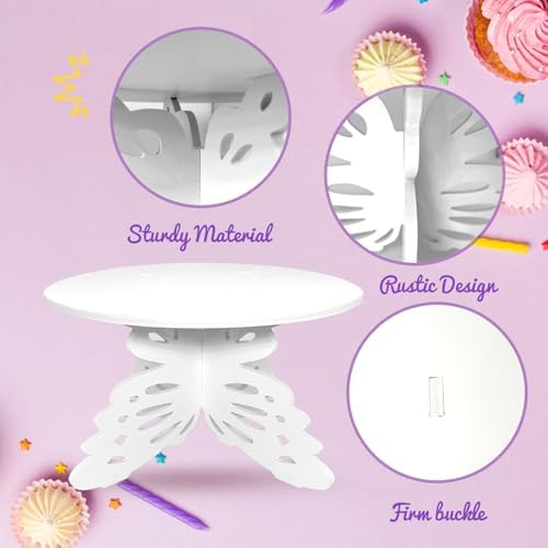 12 Inch Butterfly Cake Stand, White Butterfly PVC Cake Holder for Birthday Wedding Party, Round Cake Stand for, alternate