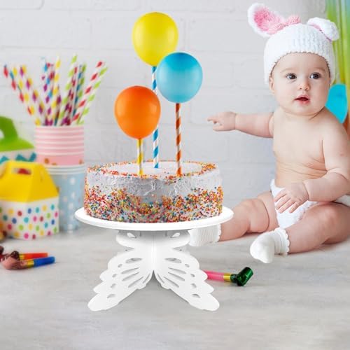 12 Inch Butterfly Cake Stand, White Butterfly PVC Cake Holder for Birthday Wedding Party, Round Cake Stand for, alternate