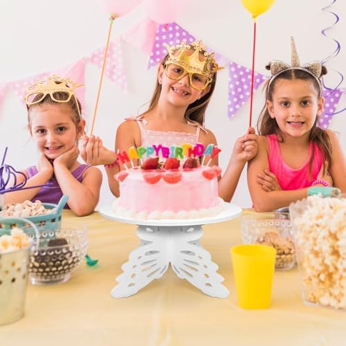 12 Inch Butterfly Cake Stand, White Butterfly PVC Cake Holder for Birthday Wedding Party, Round Cake Stand for, alternate