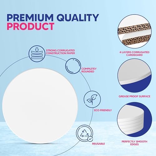 12 Inch Cake Drum Pack of 6 - Smooth-Edged - Sturdy Boards Round - Bend Resistant Multi-Layered Cake Base for, alternate view