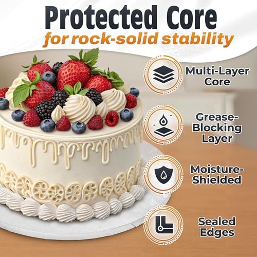 12 Inch Cake Drum, White Round Cake Board, 1/2 Inch Thick Cardboard, alternate view 3