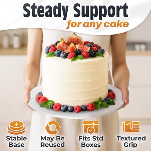 12 Inch Cake Drum, White Round Cake Board, 1/2 Inch Thick Cardboard, alternate view 4