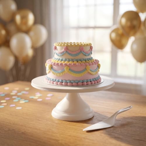 12 Inch Cake Stand, White Round Dessert Display Stand for Party, Birthday in White, alternate view 2