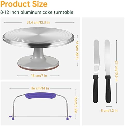 12 Inch Cake Turntable Decorating Stand with Aluminum, Cake Turntable Decorating Kit, Rotating Cake Stand Cake, alternate