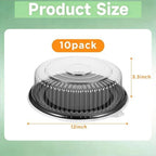 12-Inch Catering Trays with Clear Lids 10 Pack Heavy Duty - Durable PET Plastic Round Serving Platters for, alternate view 3
