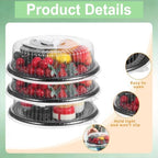 12-Inch Catering Trays with Clear Lids 10 Pack Heavy Duty - Durable PET Plastic Round Serving Platters for, alternate view 4