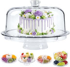 12 Inch Clear Acrylic Cake Stand With Lid, Versatile Reversible Design in 12 Inch in Clear