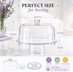 12 Inch Clear Acrylic Cake Stand With Lid, Versatile Reversible Design in 12 Inch in Clear, alternate view 2