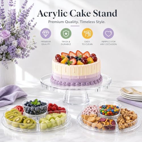 12 Inch Clear Acrylic Cake Stand With Lid, Versatile Reversible Design in 12 Inch in Clear, alternate view 4