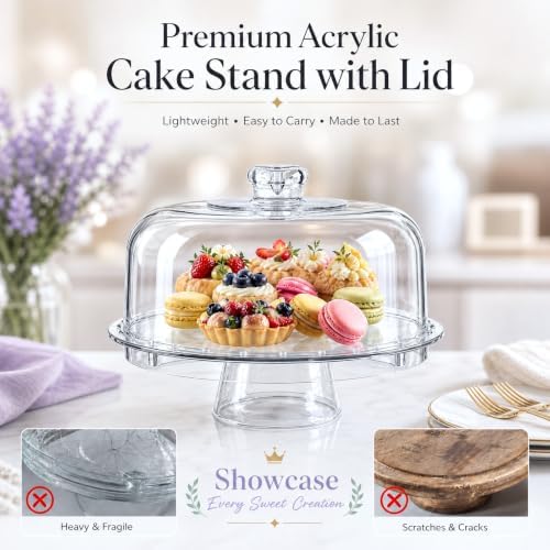 12 Inch Clear Acrylic Cake Stand With Lid, Versatile Reversible Design in 12 Inch in Clear, alternate view 5