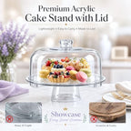 12 Inch Clear Acrylic Cake Stand With Lid, Versatile Reversible Design in 12 Inch in Clear, alternate view 5