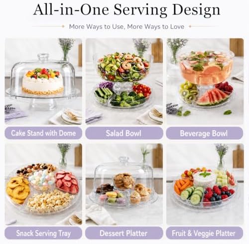 12 Inch Clear Acrylic Cake Stand With Lid, Versatile Reversible Design in 12 Inch in Clear, alternate view 6
