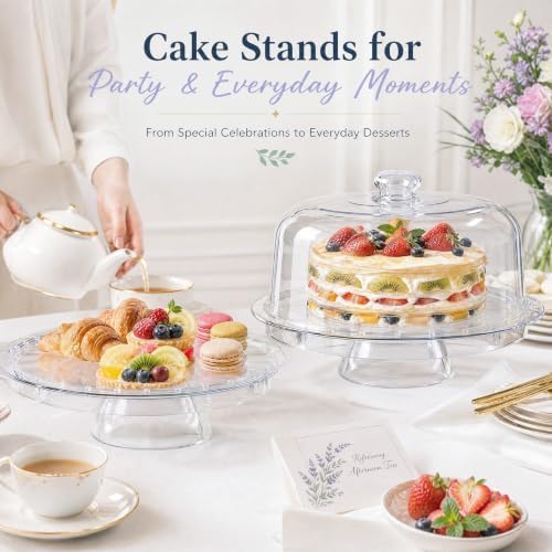 12 Inch Clear Acrylic Cake Stand With Lid, Versatile Reversible Design in 12 Inch in Clear, alternate view 7