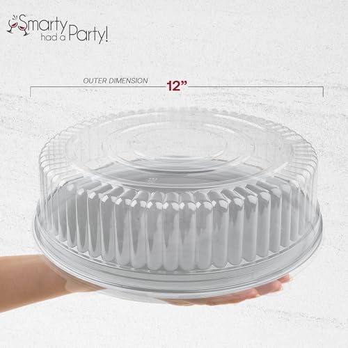 12 Inch Clear Round Plastic Tray Lids - Stackable Plastic Dome Lids for Catering Trays with Lids, Party Trays &, alternate