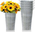 12 Inch High Galvanized Bucket Vase w/Handle 4Pcs White Metal Vases